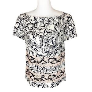 Diane von Furstenberg Blossom Lace Swirling Marble Blouse 8